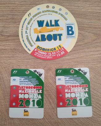Pass e Walk About Monza. 2010