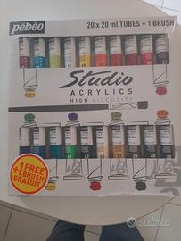 COFANETTO 20 COLORI ACRILICI PEBEO CON PENNELLO