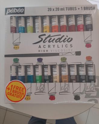 COFANETTO 20 COLORI ACRILICI PEBEO CON PENNELLO