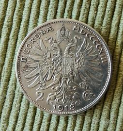Austria: moneta d'argento da 2 Corone anno 1913