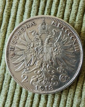 Austria: moneta d'argento da 2 Corone anno 1913