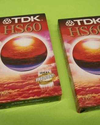 Kit 2 Videocassette VHS 60 minuti, TDK HS60, NUOVE