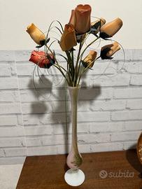 Vaso fiori in vetro dipinto a mano