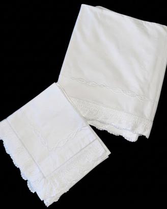 Set lenzuola matrimoniali ricamate a mano
