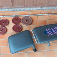 Manubrio per sollevamento pesi + pesi + panca -