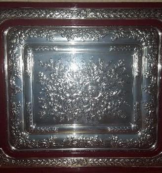 VASSOIO Argento 925 e Mogano o Rovere 50x36