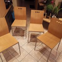 4 sedie in legno e ferro