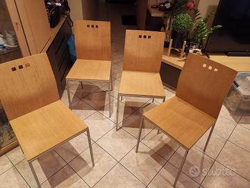 4 sedie in legno e ferro