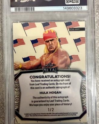 Hulk Hogan 2024 Leaf Metal Autograph : 1/2 psa 8