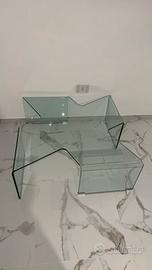 Tavolino in cristallo curvato  90x90