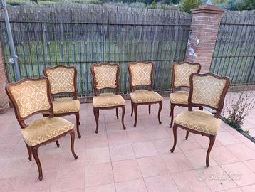 Set di 6 sedie in stile Luigi XV (Rococò)