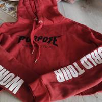 felpa con cappuccio rossa justin bieber 