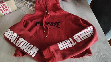 felpa con cappuccio rossa justin bieber 