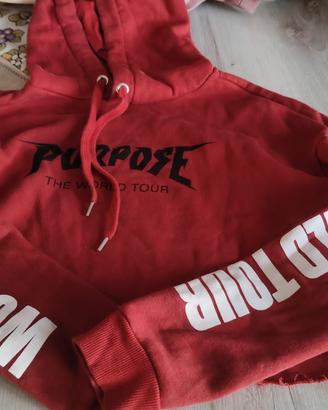felpa con cappuccio rossa justin bieber 