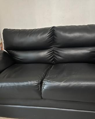 Divano in pelle nera due posti