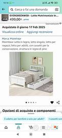 Letto singolo nuovo con cassettoni