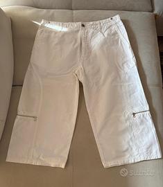 Pantaloni bianchi Sisley cargo 3/4