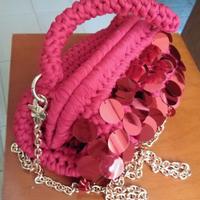 Borsa clutch con paillettes manico tracolla rosso