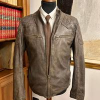 Giacca Biker Vintage55 in pelle pieno fiore size M