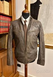 Giacca Biker Vintage55 in pelle pieno fiore size M