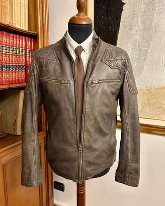 Giacca Biker Vintage55 in pelle pieno fiore size M