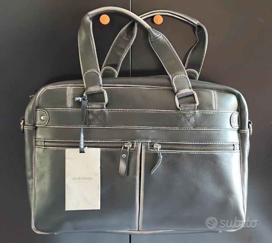Borsa A Tracolla Pelle Borsa A Tracolla Uomo In Vera Pelle Bovino - Marrone/Nera, 4 Scomparti, Cintura Regolabile | Dujiang Leather Borsa Pelle Bovina Vera