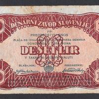 Cartamoneta partigiani 10 lire Slovenia 1944
