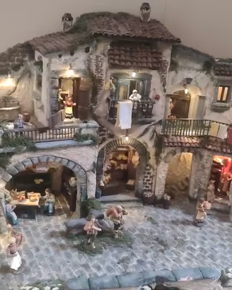 Presepe Artigianale 102cm con Fontana e Luci