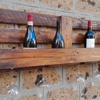 Mensola vintage porta vino e calici