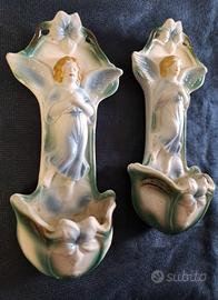 Coppia Acquasantiere in bisquit primi 900