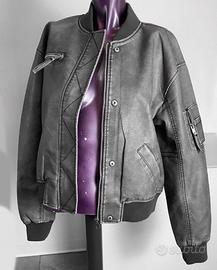 bomber oversize grigio giacca