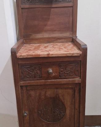 Coppia comodini d'epoca, top in marmo rosso