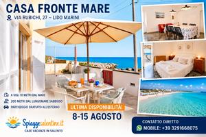 8-15 agosto unica disponibilità fronte mare