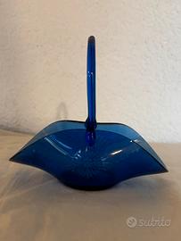 Cestino in vetro, blu cobalto
