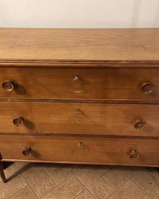 Cassettiera vintage anni ‘50 in legno con intarsi