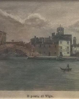 Chioggia - Stampa Antica con Cornice in Legno