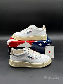 Autry medalist low bianche, oro beige classiche 38