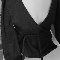 Maglia cache-cœur nera lana donna 