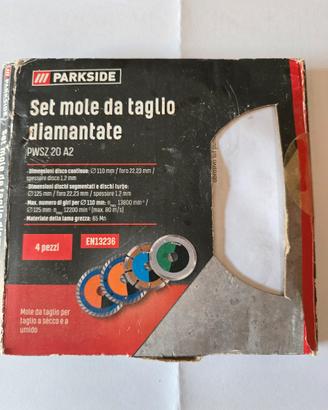 set 3 pezzi  mole da taglio diamantate 