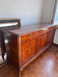 Credenza antica in radica pregiata con intarsi