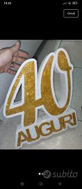 Scritta decorativa in polistirolo con glitter oro