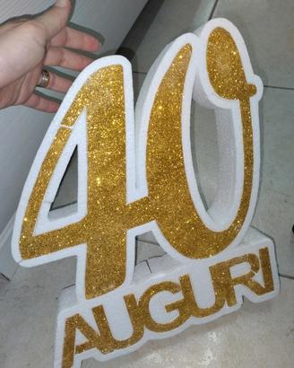 Scritta decorativa in polistirolo con glitter oro
