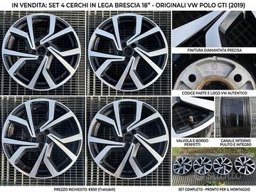 4 Cerchi Originali VW Polo GTI 18” Brescia 5x100