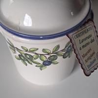 Barattolo ceramica artigianale decoro olive - Nuov