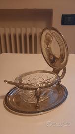 Formaggera argento 800 e cristallo Stile Impero