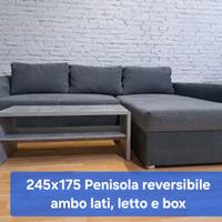 Divano Moderno Penisola reversibile Letto e box 