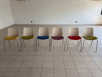 6 sedie da ufficio con seduta imbottita e colorata