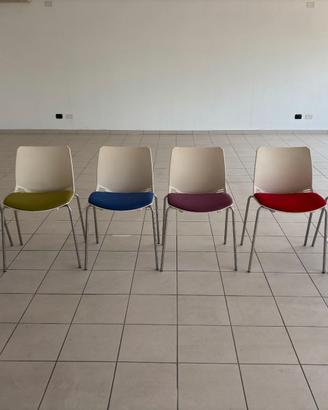 6 sedie da ufficio con seduta imbottita e colorata