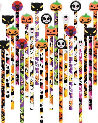 24 Pezzi Matite di Legno Halloween,Matite Colorate