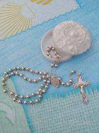 Rosario vintage in argento 800 con scatolina